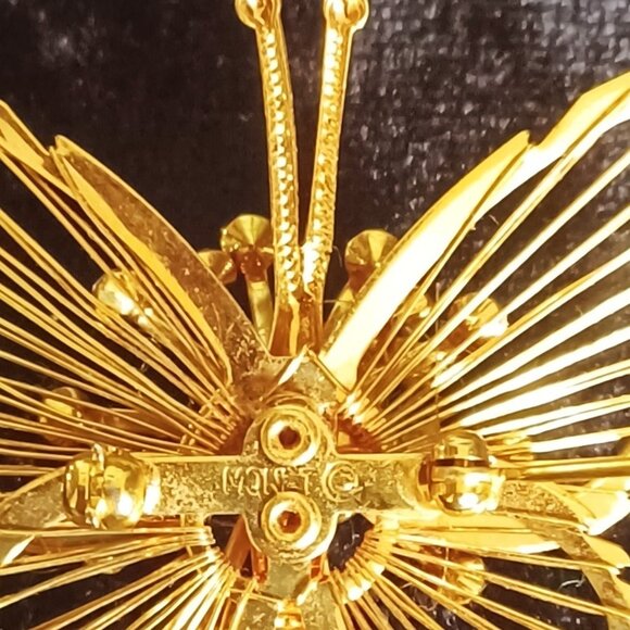 Monet Stunning Gold-tone Butterfly with Rhinestone Brooch - Picture 3 of 4